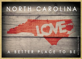 NORTH CAROLINA - State Outline with "Love" and State Motto 2.5" X 3.5" prim… 09295