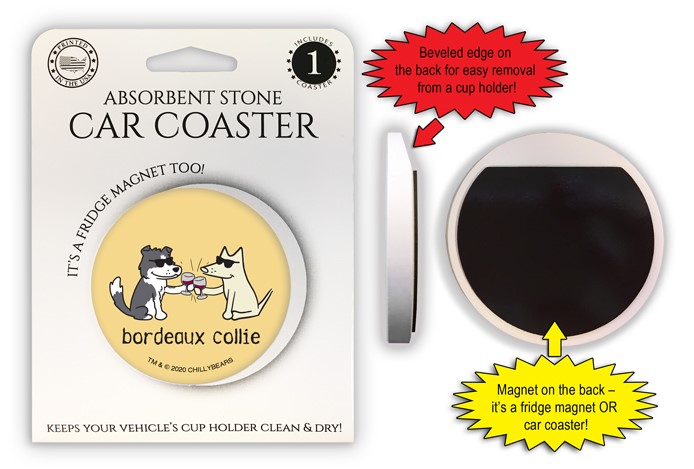 bordeaux collie from Teddy the Dog. 2.6" absorbent stone car coaster - it's… 90502