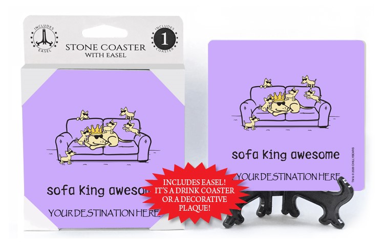 Sofa King Awesome - Couch w/crown from Teddy the Dog. 1-pack table coaster … 90175