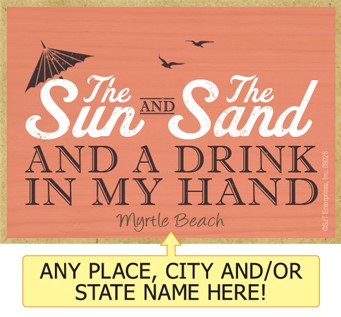 The sun and the sand and a drink in my hand NEW wood fridge magnets - measu… 09026