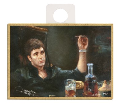 Scarface - Al Pacino leaning back with cigar in hand wood fridge magnets fe… 14631