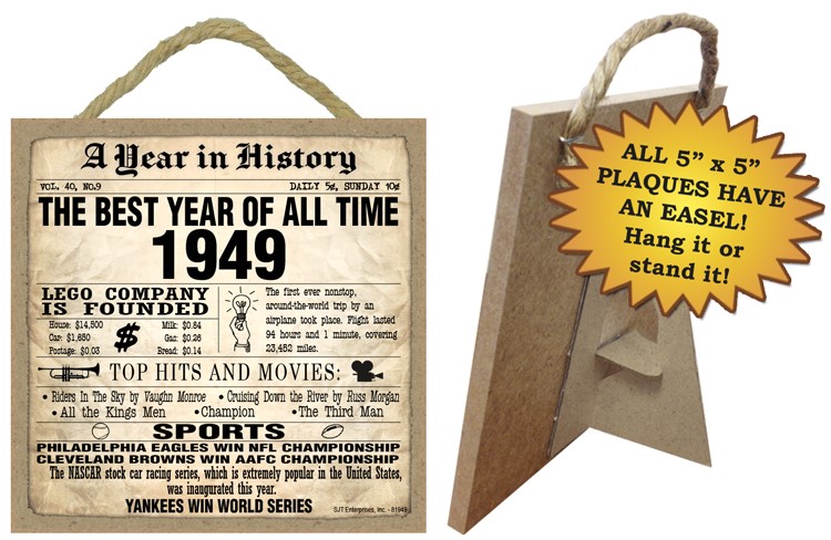 1949 A Year in History Wood Plaque with Easel 81949
