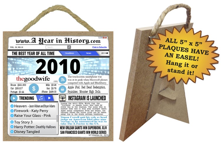 2010 A Year in History Wood Plaque with Easel 82010