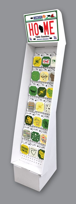 1- Wisconsin TABLE COASTERS - Cardboard Floor Display 48967
