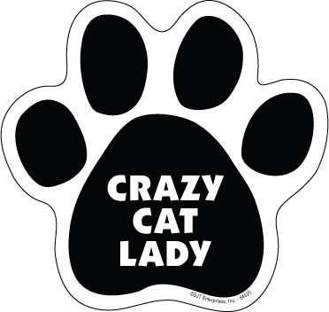 Crazy Cat Lady 5" x 5" Paw Print Car Magnet 64520