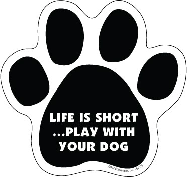 Life is short ...play with your  dog 5" x 5" Paw Print Car Magnet 64529