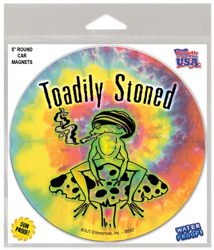 Toadily Stoned -  frog sitting on a mushroom smoking - tie dye - totally weed th 38557