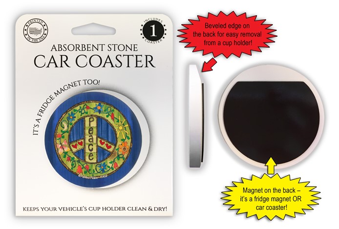 Peace  green peace symbol, dark blue background with flowers and hearts  1-pack 11432
