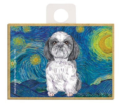 Shih Tzu / Van Gogh Starry Night style fridge magnet 77866