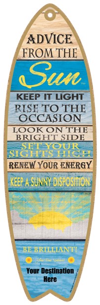 Sun/Advice from - Surfboard wood plaques, sign / plank style 82321