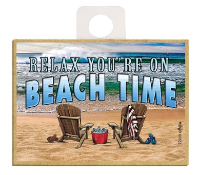 Relax you're on beach time / Beach themed wood fridge magnet 72009