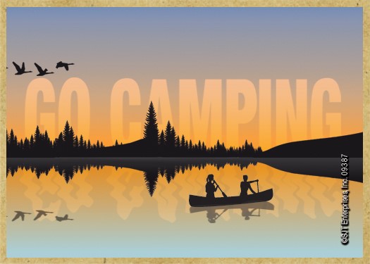 Go Camping - Lake sunset w/canoe silhouette 09387
