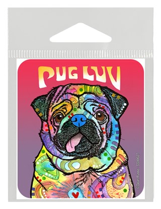 Pug - 2 (Pug Luv) Small 2.3" x 2.6" vinyl sticker SS00027
