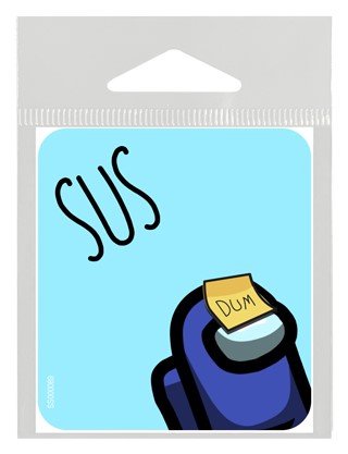 SUS - blue Among Us blue character with Dum sticker on head Gamer Themed Small 2 SS00089