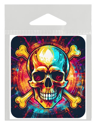 Skull and crossbones (colorful) small 2.3" x 2.6" vinyl sticker SS00121