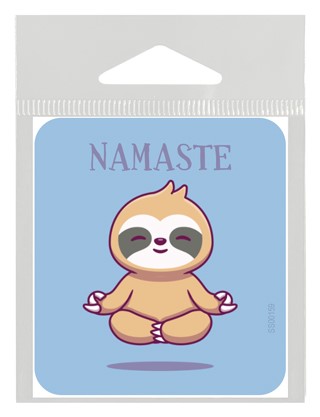 Namaste (sloth meditating/floating) small 2.3" x 2.6" vinyl sticker SS00159