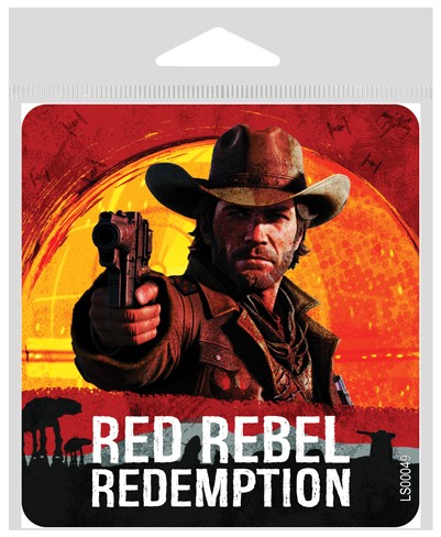 Red Rebel Redemption - Cowboy with laser pistol and sci-fi style spaceships LS00049