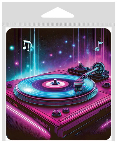 Record Player - neon colors large 4" x 4.25" vinyl sticker LS00079