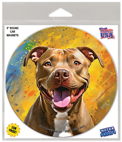 Pitbull (tan) - Round Car Magnet 38578