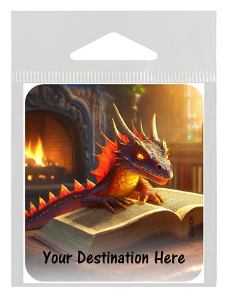 Baby red dragon reading a book (fire dragon) SS00429