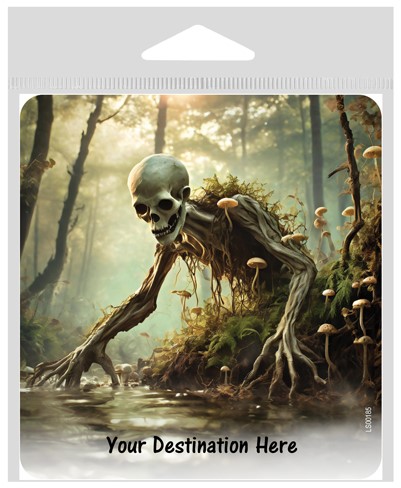 Skeleton coming out of the ground with mushrooms growing on it LS00185