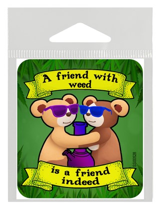 A friend with weed is a friend indeed. (2 bears hugging a bong) SS00528