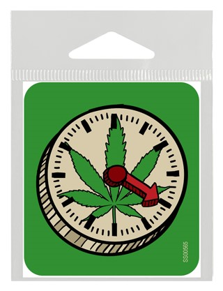 Clock 4:20 - weed leaf on clock weed sticker. SS00565
