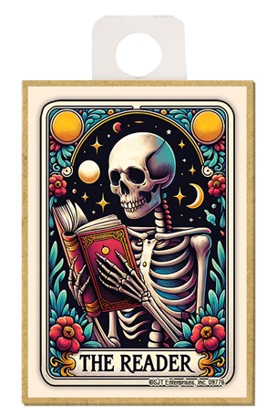 The Reader (male skeleton) Tarot Card Wood Magnet 09776