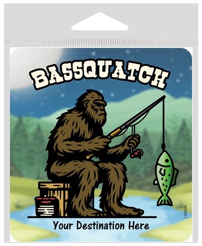 Bassquatch - Bigfoot fishing large stickers. LS00244