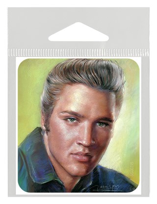 Elvis Presley (full color close up of his face when he was young) green bkgd. SS00715