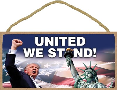 Trump - United We Stand - Trump w/fist in air next to the Statue of Liberty.. 14407