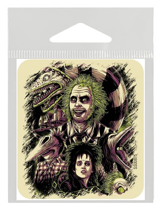 Beetlejuice sketch with sand worm and movie characters vinyl sticker SS00875