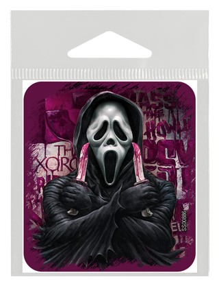 Scream - Ghostface with knives - violet bkgd vinyl sticker SS00886