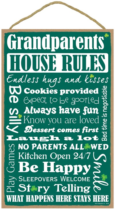 Grandparents' House Rules Irish theme wood plaque / sign 28378