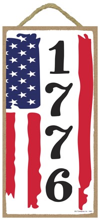 1776 - Vertical US Flag 5" x 10" plaque / sign 14451