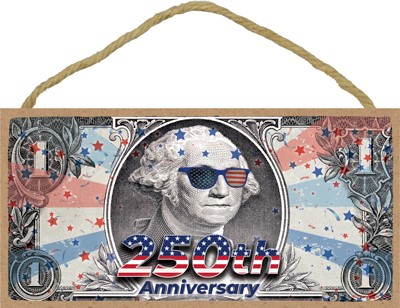 George Washington wearing sunglasses - 250th Anniversary 5" x 10" plaque / sign 14459